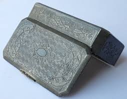 Casket/ Box/ Snuffbox, Pewter, Guilloche Decor, France?, around 1900 N101 | eBay