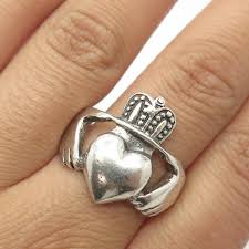 925 Sterling Silver Vintage Irish Claddagh Ring Size 11.75 ...
