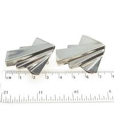 CLEGDE 925 Sterling Silver Vintage Modernist Fantail Clip On Earrings | eBay