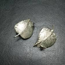 Vintage Jewelry Silver Tone Leaves Earrings Pin Brooch Set ...