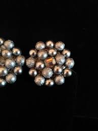 G7 Beautiful Large Vintage Silver Beaded Textured Clip On ...