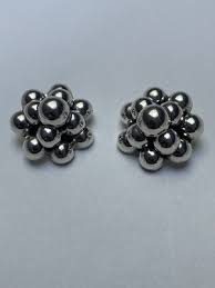 Vintage Sterling Silver 925 Mexico Cluster Clip On Earrings ...