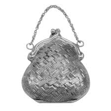 Antique Style Basketweave Purse Pill Box in Fine Sterling ...