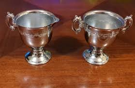 Two Handle Etched Silvertone 4 1/2 X 5 1/2" Metal Vase + One ...