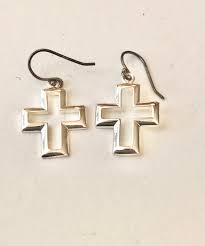 Sterling Silver Open Cross Earrings: Hypoallergenic Dangle ...