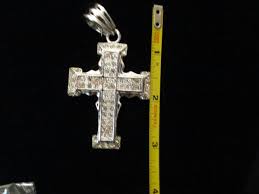 Hip Hop Silvertone Cross Pendant, 2", CZ Stones, New | eBay