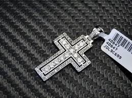 14K White Gold Diamond Cross 1.01Cts Round Brilliant Cut ...