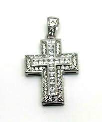 Cubic Zirconia 925 Sterling Silver Huge Cross Pendant *free ...
