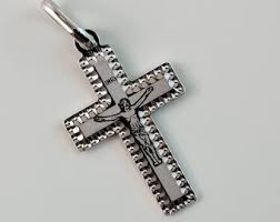 Dainty Cross Crucifix Jesus Necklace , Solid Silver Cross ...