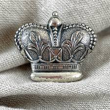Sterling silver fleur de lis crown brooch - 1950s vintage ...