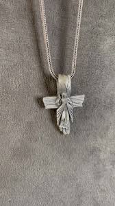 Sterling Silver Jesus Cross Necklace: Wooden Textured ...