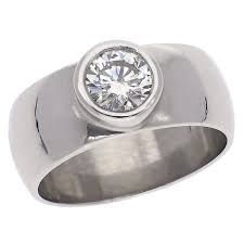 14K White Gold Bezel Set Diamond Band Ring – MWEB