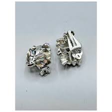 Signed KRAMER Clip On Earrings Smoky Rhinestones Vintage Costume . For Sale at Ruby Lane