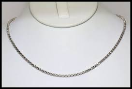 14KT White Gold 16 Inch Popcorn Chain. For Sale at Ruby Lane