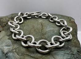 Sterling Silver 10.5mm Circle Link Bracelet With Toggle Clasp 7.25" (4789) - Etsy