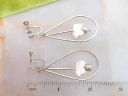 Vintage STERLING SILVER Earrings Screw Back Carved Bear Mother of Pearl Dangle Drop Swingy Fetish Southwest Mid Century, Vivianjoel.com - Etsy