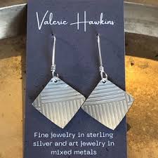 Sterling Silver Dangle Earrings Textured Square on Long Ear Wire Updated Classic Style Handmade Artisan Jewelry - Etsy UK