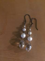 Pearl, Crystal and Sterling Silver Earrings - Etsy