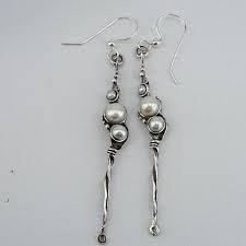 Hadar NEW Long Sterling Silver Pearl Earrings (H 2101 ...