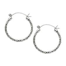 Artisan Balinese Byzantine Sterling Silver Hoop Earrings - 17W02A