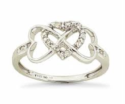 Diamond Heart Infinity Ring 925 Sterling Silver Linked ...