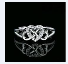Round CZ Stone Love Infinity Proposal Ring, Interlocking ...