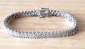 18k White Gold-filled Over Brass, Genuine Diamond Accent Tennis Bracelet, New | eBay