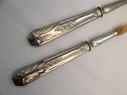 antique salad servers horn and silver plates | eBay