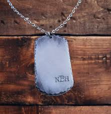 Personalized Dad Dog Tag Necklace: Rustic Hammered Monogram ...
