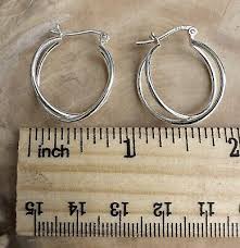Cool Vintage 925 Sterling Silver Double Cross Hoop Earrings .75 Inch | eBay Australia