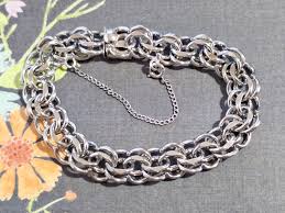 Vintage Sterling Silver Charm Bracelet Starter Chain, Heavy ...