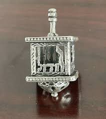 Vintage sterling Silver Dreidel sculptural Design Hanukah With olive Wood stand | eBay