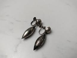 ANTIQUE MEXICO STERLING SILVER SCREW BACK DROP EARRINGS | eBay