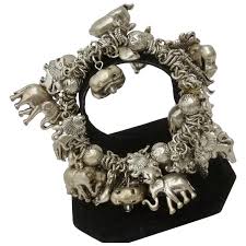 Similar Items to Silver metal African Animals Charm Bracelet
