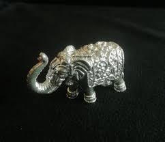 Pure Silver Solid Elephant Idol for Puja (Trunk Upward ...