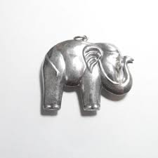 Huge Sterling Silver Detailed Puffed Elephant Raising Trunk Pendant 1960's Vintage - Etsy