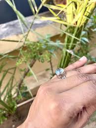 Natural Aquamarine Cabochon Solid 925 Sterling Silver Ring ...