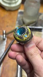 Silver Large Aquamarine Stone Ring , Handmade Large Eagle ...