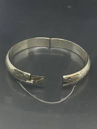 VTG Sterling Silver Etched 6.9” 12.28g 0.3” Wide Security ...