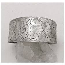 Engraved Foliate Design Sterling Wide Cuff Bracelet. For Sale at Ruby Lane