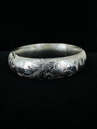Antique Art Nouveau Sterling Diamond Cut Hinged Bangle ...