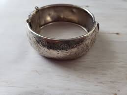 Estate Sterling Silver 925 Wide Cuff Bangle Bracelet, 1940s ...