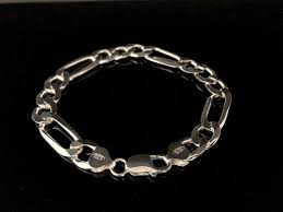 Sterling Silver Figaro Bracelet - Men's Italian 10mm Chain ...