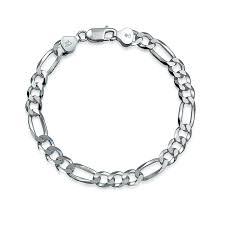 Thick Heavy 7MM Italian Figaro Chain Link Bracelet Sterling ...
