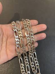 Vtg Heavy Thick Sterling Silver Figaro Chain Long Necklace Italy | eBay