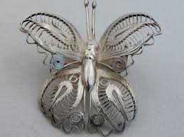 Estate Sterling Silver Filigree Butterfly Brooch MM-14 | eBay
