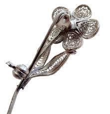 ANTIQUE Filigree FLOWER Pin Or BROOCH Sterling | eBay
