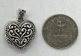 Vintage Sterling Silver Heart Shape Locket Pendant 9.24g 1.1 ...