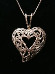 Vintage Sterling Silver Heart Cut Out Dainty Pendant ...