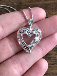 Vintage Sterling Filigree Heart Necklace and Dangling ...
